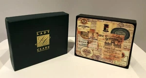 Lady Clare England 4er Set Französisch Wein Champagner Etiketten Druck Untersetzer in Box - Bild 1 von 12
