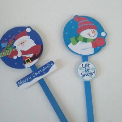 ¡NUEVO! Palos decorativos de madera para patio Papá Noel Feliz Navidad o muñeco de nieve déjalo nieve Foto 1 de 2