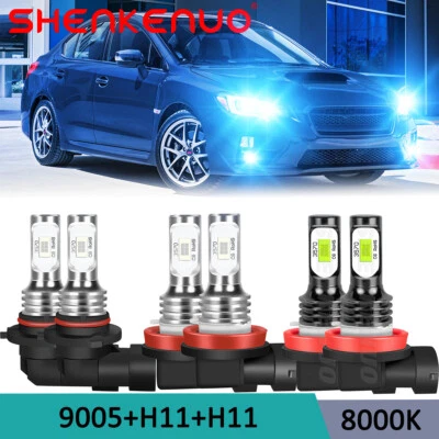 For Subaru WRX 2015 2016 2017 2018-2020 LED Headlight + Fog Light Bulbs 8000K-6x - Image 1 of 4