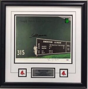 MLB Baseball Ted Williams Boston Red Sox Signed Art Piece Signed Authenticated