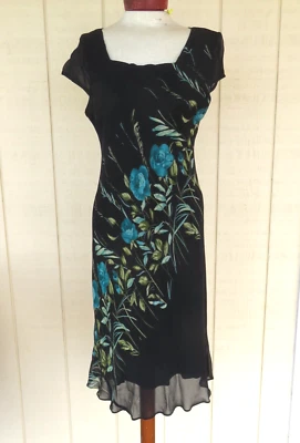 Talbots Women's Size M Silk Swing Floral Sun Bias Cut Midi Dress Lined Vintage - Image 1 of 4