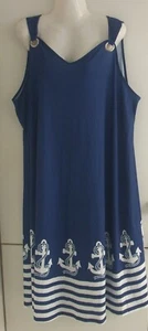 wunderschönes legeres maritimes Sommerkleid ärmellos mit V-Ausschnitt Gr. 3 XL - Bild 1 von 9