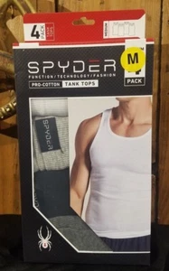 Spyder Pro Cotton Stretch 4er-Pack Tanktops M schwarz grau weiß feuchtigkeitsableitend KOSTENLOSER VERSAND - Bild 1 von 5