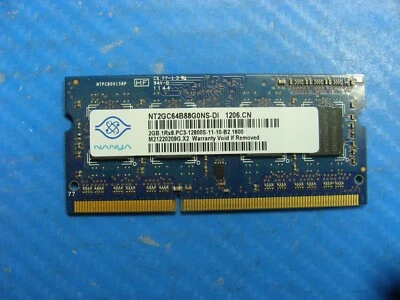 Dell 14R 5421 Nanya 2GB 1Rx8 PC3-12800S So-Dimm Memory RAM NT2GC64B88G0NS-DI - Image 1 of 2
