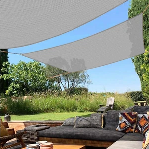 Sun Shade Sail Gray Rectangle Canopy Awning Cover Outdoor Yard Patio Garden Pool - Picture 1 of 11