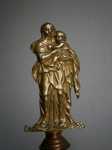 Vierge à l'enfant Bronze doré 19°s Statue décor Religion Christ Ancien - Picture 1 of 12