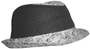 HUT KEYONE BORSALINO WEISS STROH GRAU MUSTERDRUCK Mode Sommer - Bild 1 von 2