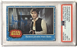 HARRISON FORD AUTO Signed 1977 Topps Star Wars #4 RC Rookie Space Pirate PSA 7 9
