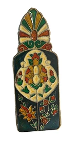 Greek 1950's Souvenir Enamel Brass Paper Clip Floral Architecture Vintage 4.5" - Picture 1 of 3