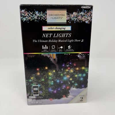 Orchestra of Lights Color Changing Net Lights Set 72 Musical Christmas Holiday - Image 1 of 4