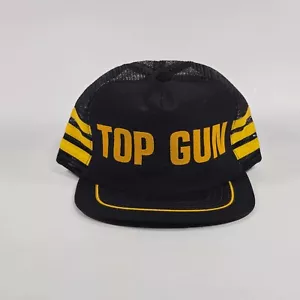 TOP GUN Vintage 3 Stripe Trucker Snapback Hat USA Made - Picture 1 of 6