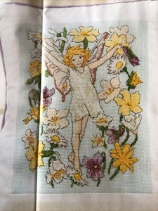 Beautiful Spring Fairy Among Flowers Cross Stitch Chart - Picture 1 of 1