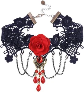 Choker Necklace for Women Gothic Black Lace Necklace Halloween Steampunk Costume - Picture 1 of 7