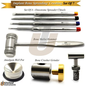 7er Set Zahn Implantat Spreizer Meißel Knochenschleifer Brecher Holzhammer Nylon - Bild 1 von 5