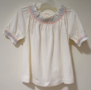 NWT J.Crew Crewcuts Ivory Smocked Neck & Sleeve Top Girl's Size XS / 4-5 - Picture 1 of 2