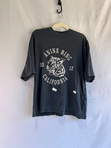 Anine Bing Black Leopard Collegiate Logo Tee Size L with Stains - Bild 1 von 8
