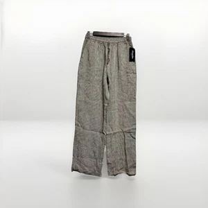 NWT Ornella Women’s Gray Stretch Waist Lounge 100% Linen Pants XXL MadeIn Italy - Picture 1 of 7