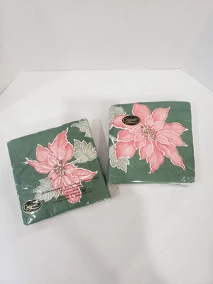 VTG Caspari made in Germany Poinsettia Christmas 3Ply Beverage Napkins 40 count  - Image 1 of 4