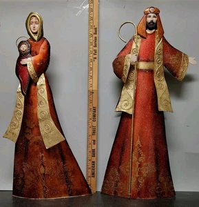 Holy Family Metal Nativity 20.5" Tall Mary Joesph & Baby Jesus Christmas Decor - Picture 1 of 24