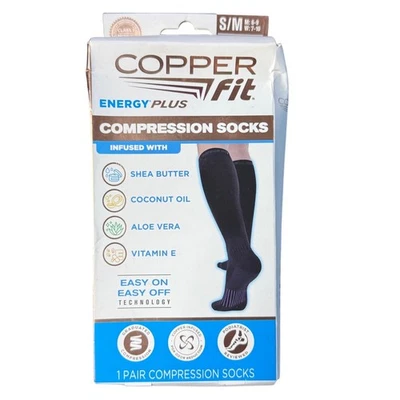 Copper Fit Energy Plus Compression Socks Size S/M Men 6-9 Women 7-10 Knee High - Image 1 of 2