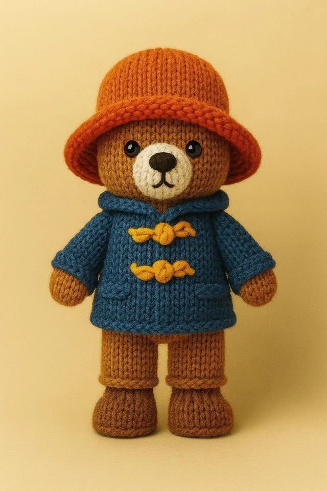 Paddington Bear 13cm Tall Knitted DK knitting Pattern Only Printed Sent - Image 1 of 1