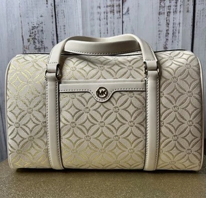 MICHAEL KORS TRAVEL MEDIUM DUFFLE SATCHEL SHOULDER BAG PURSE MK PALE NWT $678 - Picture 1 of 8