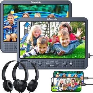 2x10.5" HD Car Headrest Vehicle DVD Player with Mount HDMI USB SD with Headsets - Picture 1 of 22