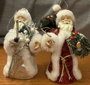 "Par de adornos o adornos para árboles de Papá Noel del Viejo Mundo de 6""" - Imagen 1 de 7