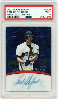 2001 Topps Fusion Autographs Finest-Autograph Carlos Delgado #FA20 PSA 9 - Image 1 of 2