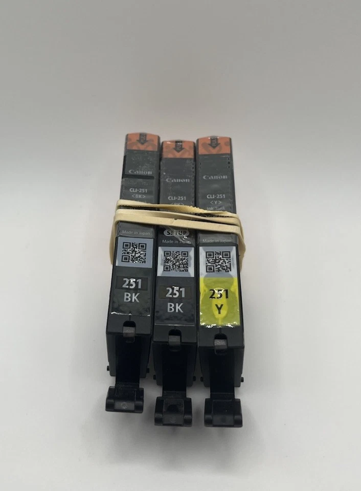 Лот из 3 Canon подлинный CLI-251 (2 черный/1 желтый) чернильные картриджи, новый запечатанный - Изображение 1 из 1