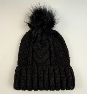 Aerie Unique Women Very Soft  Stocking Hat with Pompom   Black  One Size NWT - Picture 1 of 8