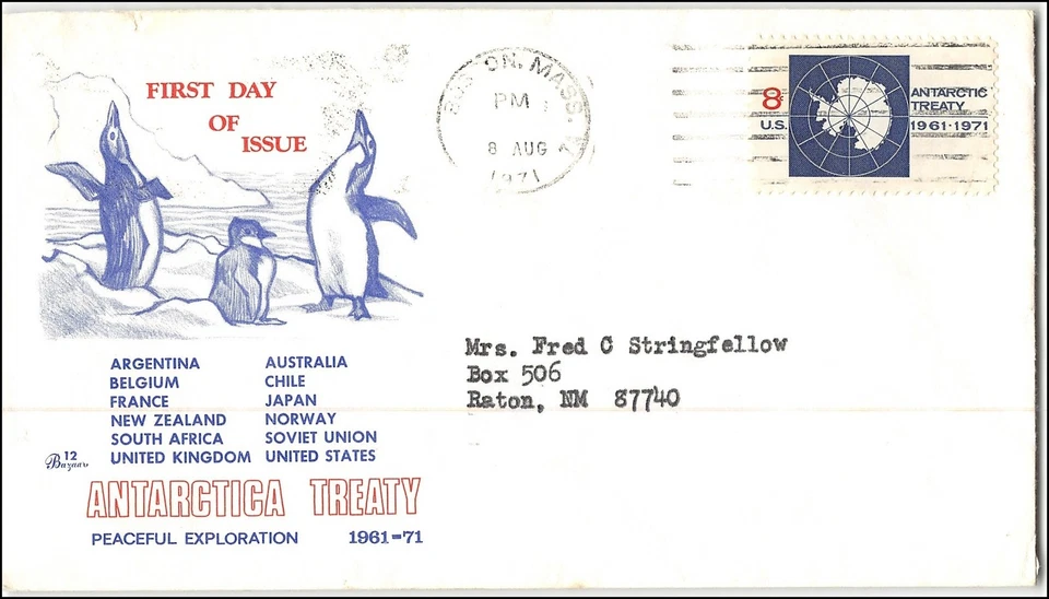 Antarctic Treaty FDC, Penguins in cachet, 1971 - Image 1 of 1