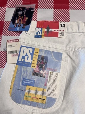 Vintage 1989 Deadstock P.S. Gitano White Jeans 14 Reg Cotton Denim Made In USA - Image 1 of 4