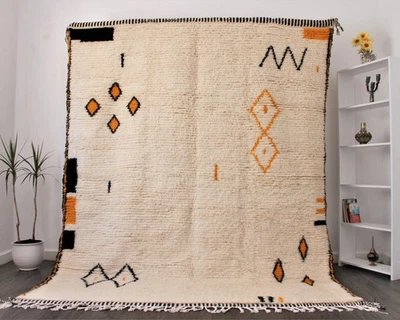 Moroccan Berber Rug 8x10 Beni Ourain Vintage Handknotted Wool Carpet Living Room - Image 1 of 4