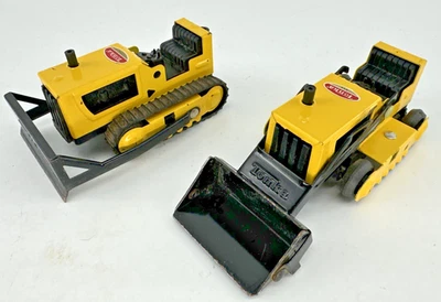 De colección MINI AMARILLO Tonka Bulldozer Tractores Quitanieves Carga Frontal Acero Prensado Foto 1 de 4