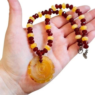 Collar de piedras preciosas múltiples de colección ágata natural cornalina cuentas de piedra facetada 925 16" Foto 1 de 4