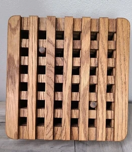Vintage MCM Wood Trivets Hot Plates Lattice Square Stacking Set Of 4 Handcrafted - Picture 1 of 18