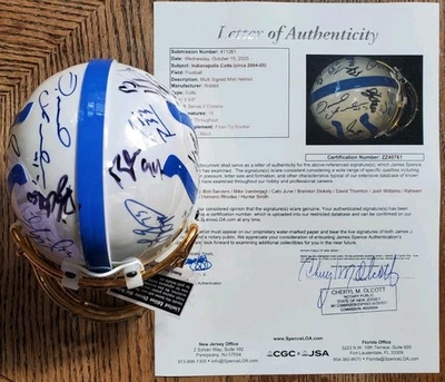 RARE LE 24KT Facemask Gold Chrome Colts Autographed Mini Helmet JSA Bob Sanders  - Image 1 of 4