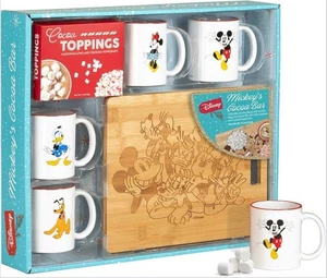 Disney Mickey’s Cocoa Bar Hot Chocolate Set of 4 w/ Mugs & Serving Board Mouse - Picture 1 of 4