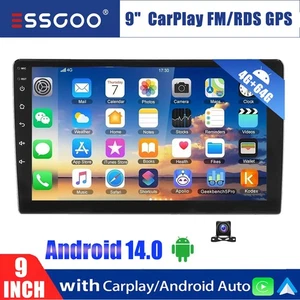 9" Double DIN Carplay Android14 Car Stereo Radio GPS WIFI NAV Touch Screen 4+64G - Picture 1 of 11