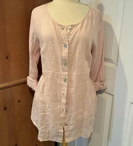 NEW NWT Sigrid Olsen SHELL PINK Linen PEPLUM Lightweight Jacket SIZE L - Picture 1 of 4