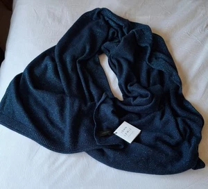 Cashmere Ladies Scarf Blue With Silver Thread Detail New With Tags Gift Present - Picture 1 of 4