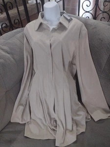Neu mit Etikett cremefarben Cord ausgestellte Ärmel Pretty Little Thing Button-Down Kleid Gr. 12 - Bild 1 von 3