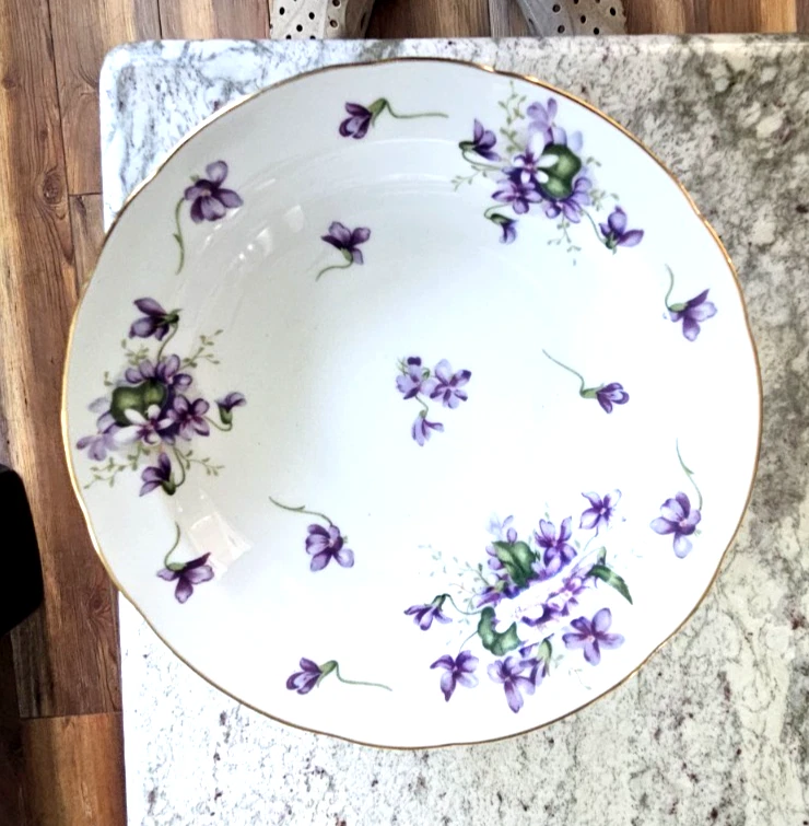 VINTAGE ROSSETTI SPRING VIOLETS RIM SOUP BOWLS -7 1/2",  4 TOTAL, Made in Japan - Image 1 of 3