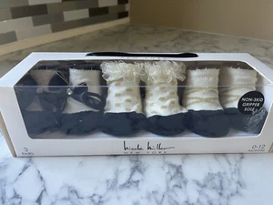 NEW!Baby Formal Sock Booties NICOLE MILLER NY 3-pair Gold, Cream & Black SO CUTE - Picture 1 of 4