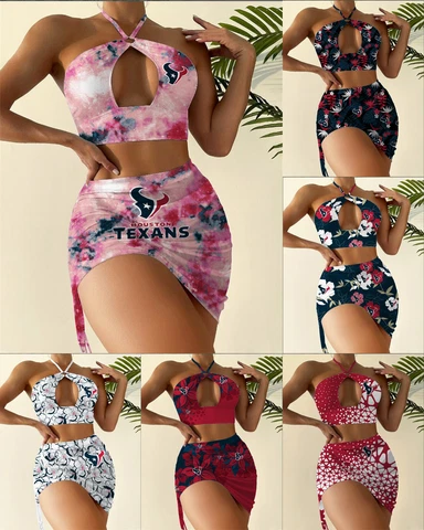 Houston Texans Women's Bikini Set 2PCS Beach Halter Swimwear Sexy Swimsuit Gift Cover