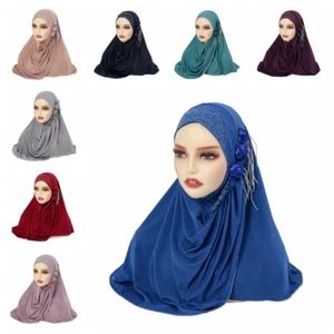 Women Flower Tassel Hijab Scarf Shawl Headband Wrap Long Soft Headband Scarves - Picture 1 of 16