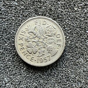 Elizabeth II Silver Sixpence Coin 1957