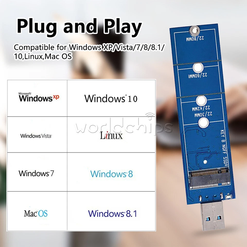 USB Adapter M.2 SSD to USB 3.0 Adapter NGFF SATA B/B+M Key M2 SSD 5 Gbps New - Image 1 of 1