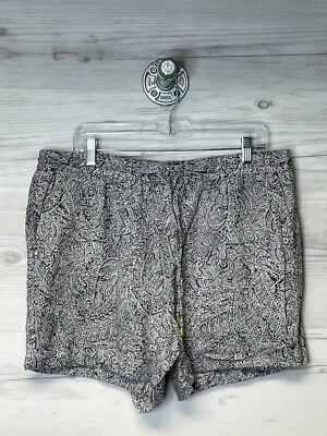 Pantalones Cortos Ellen Tracy de Lino Grandes Para Mujer Gris Floral Puños Cordón Verano Foto 1 de 4